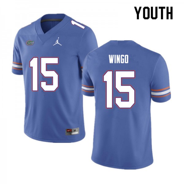 Youth #15 Derek Wingo Florida Gators College Football Jersey Blue